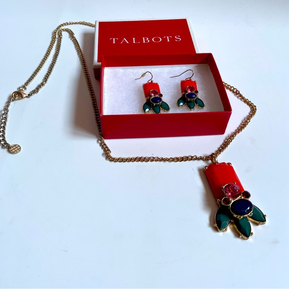 Talbots Jewelry Set Necklace Statement and Earrings in box